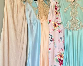 Tons and tons of vintage slip dresses and lingerie
