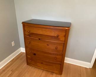Maple Chest of Drawers and glass top
