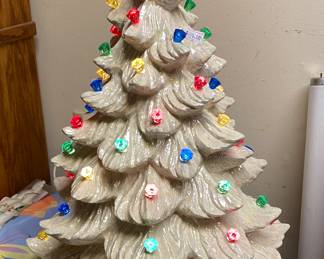 Iridescent white ceramic tree