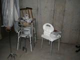 Walker, canes, shower chair, crutches and bedside commode.