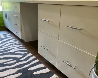 Custom Made white desk/work station.  (3 separate pieces) 109" W x 25" D x29" H $650