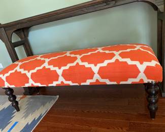Orange & White Bench 4' W x 16" D x 18" H $250