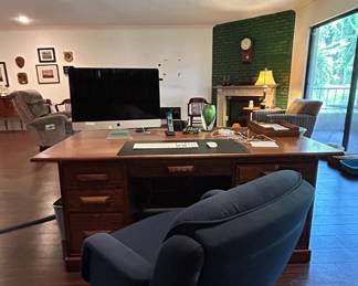 Wood Desk and Office Chair