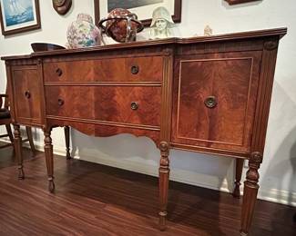 Restored Mahogony / Burl Wood Antique Server Buffet 
