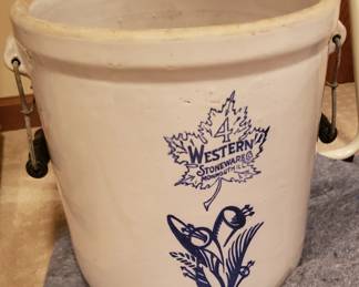 Western crock,  cracked