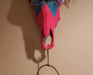 Painted cow skull
