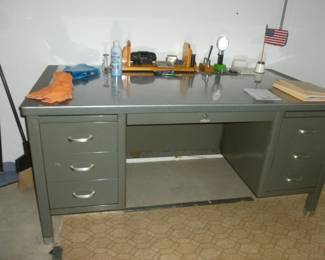 Metal desk, etc
