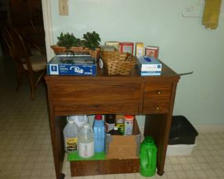 mid-century sewing cabinet & misc