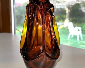 Labino hot glass tooled vase 