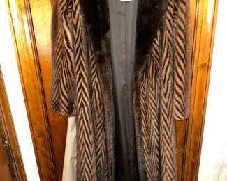Full Length Fur Coat in Zig-Zag pattern in fine conditon