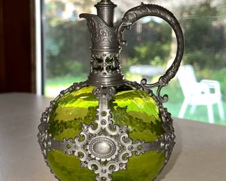 German overlay glass cruet 
