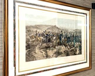 $500; matted and framed print of “The Charge of the Light Brigade”; 50x39.        2 additional coordinating matted and framed prints entitled “The Charge of the Heavy Brigade” and “1815”