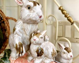 $200; artisan-signed, ceramic bunny and carrot statue; (found online for $350); 11x6x12