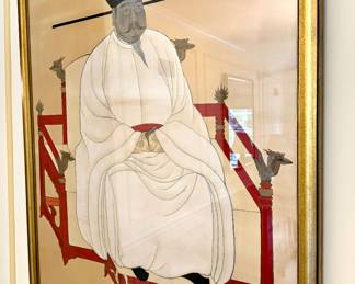 $800; original art portrait of Emperor Song Taizu in gold gilded frame; 40x47