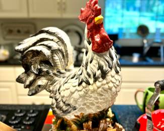 $60; Noble Excellence brand ceramic rooster; 12x7x16