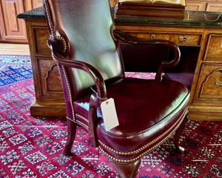 $250; leather office chair with nail head trim; 27x23x43