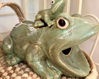 $48; ceramic frog drain down spout cap; 6x11x7