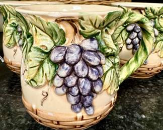 $60; set of 4 ceramic grape mugs and a grape pitcher by Takahashi
