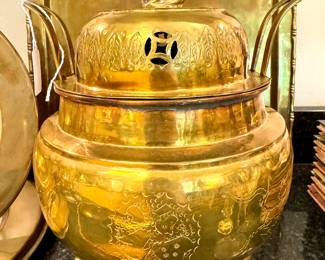 $150; brass temple incense burner; 10x12