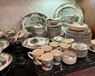 Johnson Bros Friendly Village, 121 pieces, excellent condition.