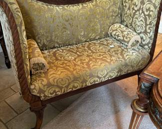 Settee with walnut trim