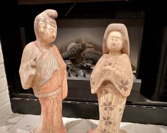 Earthenware Tang Dynasty Warrior and Geisha