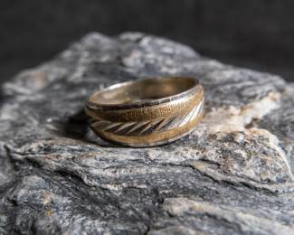 An antique 14k gold ring, marked 14k with maker's mark and engraved inside. Approx. weight is 6.45 grams and is a size 11.
