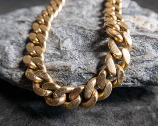 Vintage 14K yellow gold bracelet with unique clasp. Approx. weight is 49.67 grams and measures 9''.