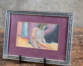 "Nude Figure" original artwork by listed Oregon artist, Kevin Kadar. Kadar's paintings are imbued with a timeless, otherworldly quality, whether his subjects are dynamic nudes, surrealistic allegorical scenes or masterful landscapes which allude his years spent painting and museum-going around Europe. Kevin Kadar is a graduate of Cooper Union in New York City. He is included in many corporate, private and public collections including the Tacoma Art Museum and the Hallie Ford Museum.