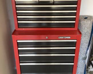 Two piece craftsman 15 drawer tool cabinet