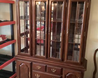 Beautiful solid maple two piece china hutch