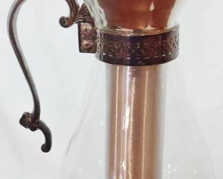 54 - Glass Carafe with Silverplated Lid/Handle 12" tall
