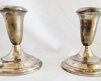 520 - Empire Sterling Weighted Candlestick Holders qty 2 - 4" each
