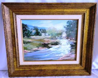 762 - Signed Oil on Board under glass 18 x 21
