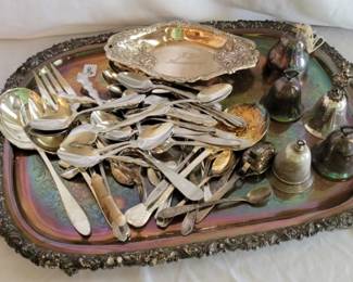 750 - Asst Silver Plate Items & more to include Bells
