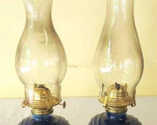 722 - Pair of Oil Lamps by Lamp Light Farms - 15" tall
