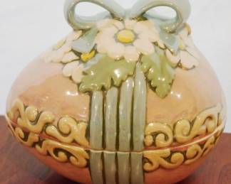 105 - Ceramic Hand Painted Easter Egg Covered Dish 5" x 6" x 5"
