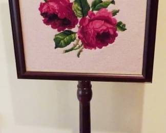 23 - Needlepoint Pole Screen - 53" tall
