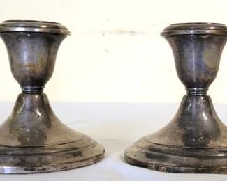 690 - 2 Gorham Sterling Weighted Candlestick Holders 3.75" tall
