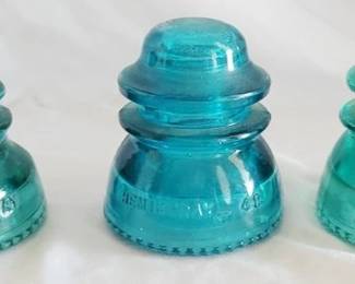 508 - 3 Vintage Predrilled Hemingray Glass Insulators
