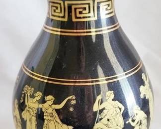 587 - Grecian Design Black Vase - 6.5" tall
