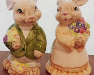 107 - 2 Ceramic Rabbit Figures - 6.5" tall
