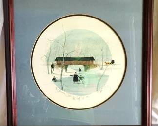 758 - P.Buckley Moss signed Litho "The Hazel Dell" 714/1050, 1993 Amish Skaters - 22 x 22
