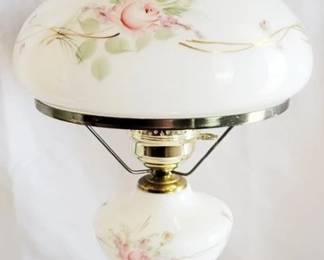 545 - Vintage Milk Glass Painted Parlor Lamp 21.5" tall You are buying a used as-is electric/electronic item. We do not guarantee all components are present, and if it is not expressly stated, it is untested.
