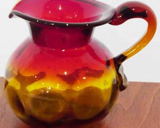 76 - Vintage Amberina Glass Pitcher - 4.5" tall
