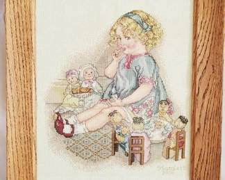 595 - Framed Cross Stitch - 18.5 14.5
