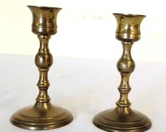689 - Pair of 5" Brass Candlestick Holders
