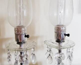 585 - Pair Prism Glass Hurricane Lamps 17.5" tall You are buying a used as-is electric/electronic item. We do not guarantee all components are present, and if it is not expressly stated, it is untested.
