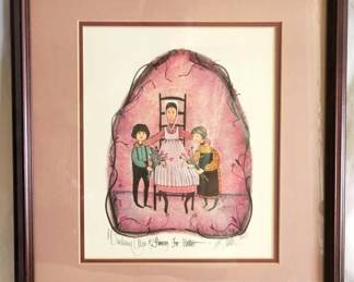 767 - P. Buckley Moss "Flowers for Mother" 772/1000 signed 18 x 16
