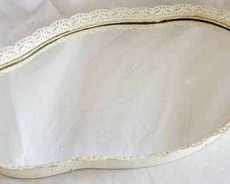 570 - Mirrored Vanity Tray w/ white tone edge 17 x 12
